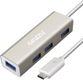 Фото 1/2 HUB GR-518UB Ginzzu TYPE C, 4 порта USB3.0, 20см кабель