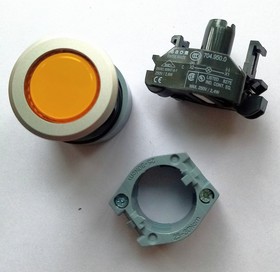 Фото 1/2 704.032.418, Illuminated Pushbutton Actuator, Metallic / Yellow, IP65, Momentary Function