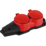 Колодка ЭРА KX-2e-RED-IP44 каучуковая с заземлением 2 розетки 16A IP44 красная ...