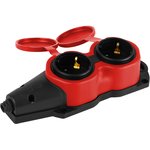 Колодка ЭРА KX-2e-RED-IP44 каучуковая с заземлением 2 розетки 16A IP44 красная ...