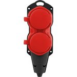 Колодка ЭРА KX-2e-RED-IP44 каучуковая с заземлением 2 розетки 16A IP44 красная ...