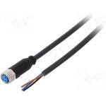 YF8U13-050UA1XLEAX, Female 3 way M8 to Unterminated Sensor Actuator Cable, 5m