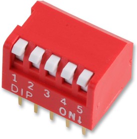MCNDP-05V, DIP / SIP переключатель, 5 схем(-а), Клавиша, Сквозное Отверстие, SPST-NO, 24 В, 25 мА
