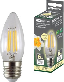 Лампа светодиодная "Филамент" С37-6 Вт-230 В-2700 К-E27 TDM