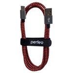 PERFEO Кабель USB2.0 A вилка - USB Type-C вилка, черно-красный, длина 1 м. (U4901)