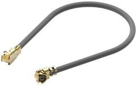 636201070150, RF Cable Assembly, 1.32mm, U.FL Male Angled - U.FL Male Angled, 150mm, Black