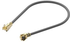 636201040100, RF Cable Assembly, 1.13mm, U.FL Male Angled - U.FL Male Angled, 100mm, Black