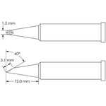 GT6-HF6015V, Наконечник GT6, миниволна, вогнут. 1.5X12.0MM, 60град.