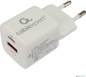 Фото 1/3 Cablexpert Зарядное устройство 20Вт, 3А, QC3.0/PD, 1xUSB, 1xType-C, белый, пакет (MP3A-PC-46)