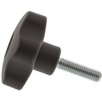 69963 Black Multiple Lobes Clamping Knob, M8, Threaded Stud