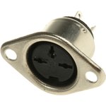 NYS324, NYS 3 Pole Din Socket, 2A, Female, Chassis Mount
