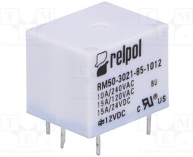 RM50-3021-85-1012, Реле электромагнитное, SPST-NO, Uобмотки 12ВDC, 10A/240ВAC, 15А
