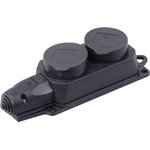 PKR62-016-2-K02, Розетка (колодка) 2-м Омега РБ32-1-0м с защ. крышкой IP44 каучук ИЭК