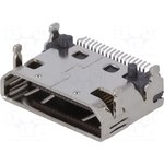 690-019-298-903, Разъем mini HDMI, гнездо, PIN 19, позолота, угловой 90°, SMT