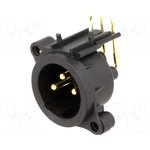 NC3MAAH, Гнездо, XLR, "папа", PIN: 3, угловой 90°, THT, черный, 6А