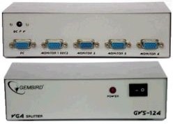 Фото 1/3 Gembird GVS124 Разветвитель сигнала VGA на 4 монитора (Gembird/Cablexpert)