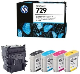 Комплект для замены печатающей головки HP 729 F9J81A (4 картриджа 728 в комплекте)