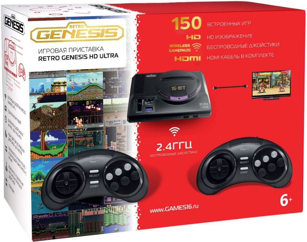 Игровая консоль Retro Genesis HD Ultra черный в комплекте: 150 игр | купить  в розницу и оптом