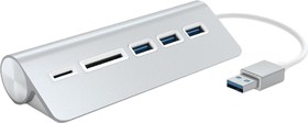 Фото 1/8 ST-3HCRS, Разветвитель USB Satechi Aluminum USB 3.0 и кардридер,(USB Хаб),серебряный