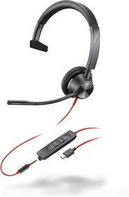 214015-01, BlackWire 3315-M USB-C - проводная гарнитура для ПК и мобильных устройств с шумоподавлением (моно, U