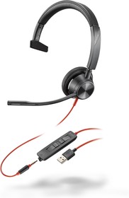 Фото 1/4 213936-01, BlackWire 3315 USB-A - проводная гарнитура для ПК и мобильных устройств с шумоподавлением (моно, USB
