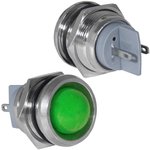 GQ22PR-G, Индикатор антивандальный , цвет зеленый, точечный излучатель, 12-24 В ...