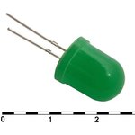 10 mm green 30 mCd 20, Светодиод , 10 мм, зелёный, угол излучения 20 градусов