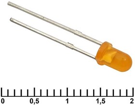 Фото 1/2 3 mm orange 30 mCd 20, Светодиод , 3 мм, 30 мКД, угол излучения 20 градусов, оранжевый