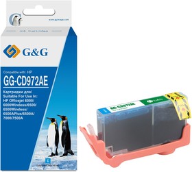 Фото 1/2 Картридж струйный G&G GG-CD972AE голубой (14.6мл) для HP Officejet 6000/6000Wireless/ 6500/6500Wireless