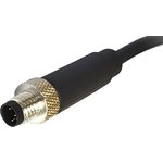 PXPPVC08FIM05BCL010PVC, Cordset, M8 Plug - Bare End, 5 Conductors, 1m, IP67, Black