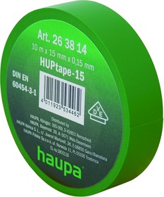 Haupa Изолента ПВХ, цвет зеленый, шир. 19 мм, длина 20 м, d 74 мм