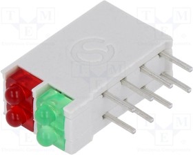 DBI02302, LED; в корпусе; красный/зеленый; 1,8мм; Кол-во диод:4; 10мА; 38°