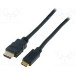 AK-330106-020-S, Cable; HDMI 1.3; HDMI plug,mini HDMI plug; 2m; black