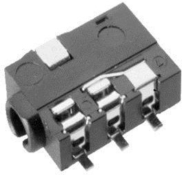 MJ1-2533-SMT-TR, Phone Connectors 2.5 mm, Mono, Right Angle, Surface Mount (SMT), 2 Conductors, 1 Internal Switch, Audio Jack Connector