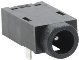 PJ-041-SMT-TR, DC Power Connectors power jack, 0.65 x 2.6 mm, horizontal, SMT, 0 switches, T&R package