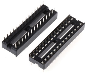 W3128/3TRC, W3100 2.54mm Pitch Vertical 28 Way, Through Hole Stamped Pin Open Frame IC Dip Socket, 10A