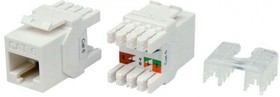 Фото 1/3 Вставка Keystone Jack RJ45 (8P8C) кат.6 180град. KJ8-8P8C-C6-180-WH бел. Hyperline 426189