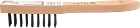YT6359, Щётка с металлическим ворсом 5 рядов (деревянная ручка)