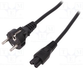 AK-440103-018-S, Cable; CEE 7/7 (E/F) plug,IEC C5 female; 1.8m; black; 10A; 250V