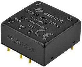 Фото 1/2 PDQE10-Q24-S24-D, Isolated DC/DC Converters - Through Hole 10W 9-36Vin 24V 416mA Iso Reg DIP