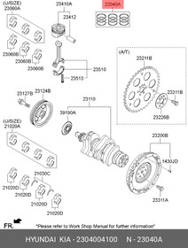 23040-04100, Кольца поршневые KIA Picanto (11-) d+0.00 комплект OE