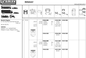4167050, Поршень ДВС с кольцами Renault Megane. Clio 1.6 K7M =79.5 1.5x1.5x2.5 +0.50 1/2 95