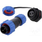 DS1110-24-02BU8, Разъем: круглый; "папа" + "мама"; PIN: 2; 5А; IP67; 500В; пайка