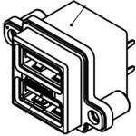 MUSBC51100, Conn USB Type A F 8 POS Solder ST Thru-Hole 8 Terminal 2 Port