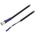 XS3F-LM8PVC3S5M, Соединительный кабель, M8, PIN 3, прямой, 5м, вилка, 0,5А, -10-65°C