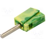 215-911, Green/Yellow Male Banana Plug, 4 mm Connector, Cage Clamp Termination ...