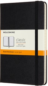 Фото 1/5 Блокнот Moleskine Classic, 208стр, в линейку, твердая обложка, черный [qp050]