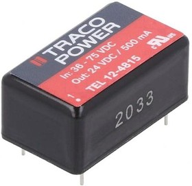 Фото 1/3 TEL 12-4815, Isolated DC/DC Converters - Through Hole 36-75Vin 24V 500mA 12W DIP Iso