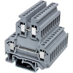 KRUK-3, Two-level terminal , screw terminal, 4 connection points, 2.5 sq.mm, grey