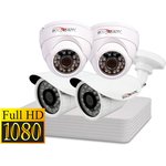 Комплект видеонаблюдения для частного дома с 4 AHD камерами FullHD (внутренние + ...